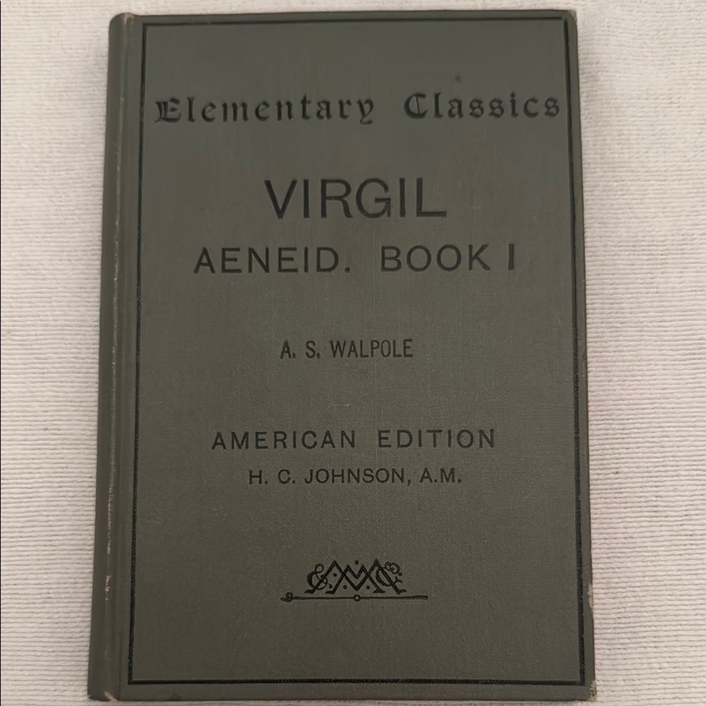1893 Virgil Aeneid Book I - rare Green Hardcover, Antique: 132 years old!!(OLCC)